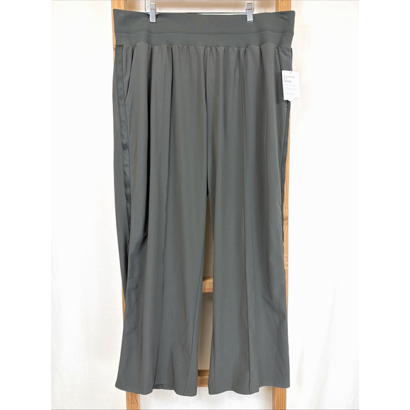 NWT Athleta Nolita Green Wide Leg Activewear Tuxedo Pants #1437 Size 20
